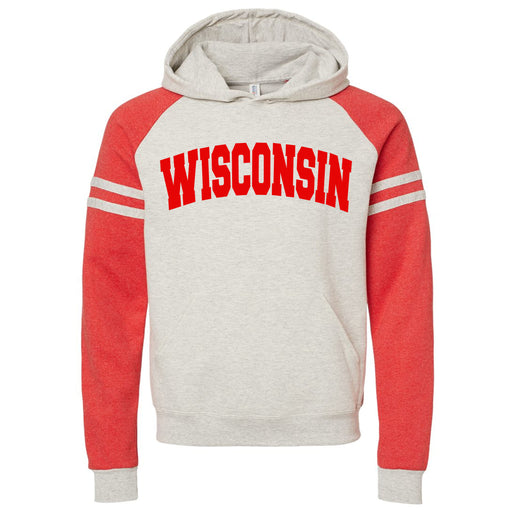 Wisconsin Varsity Colorblocked Raglan Unisex Hoodie / Sweatshirt