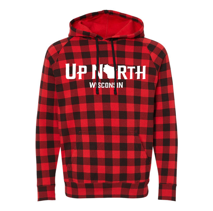 Up North Wisconsin Unisex Red Buffalo Plaid Hoodie