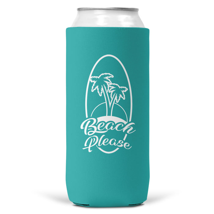 Beach Please SLIM CAN Coozie/Cooler for 12oz Slim Cans