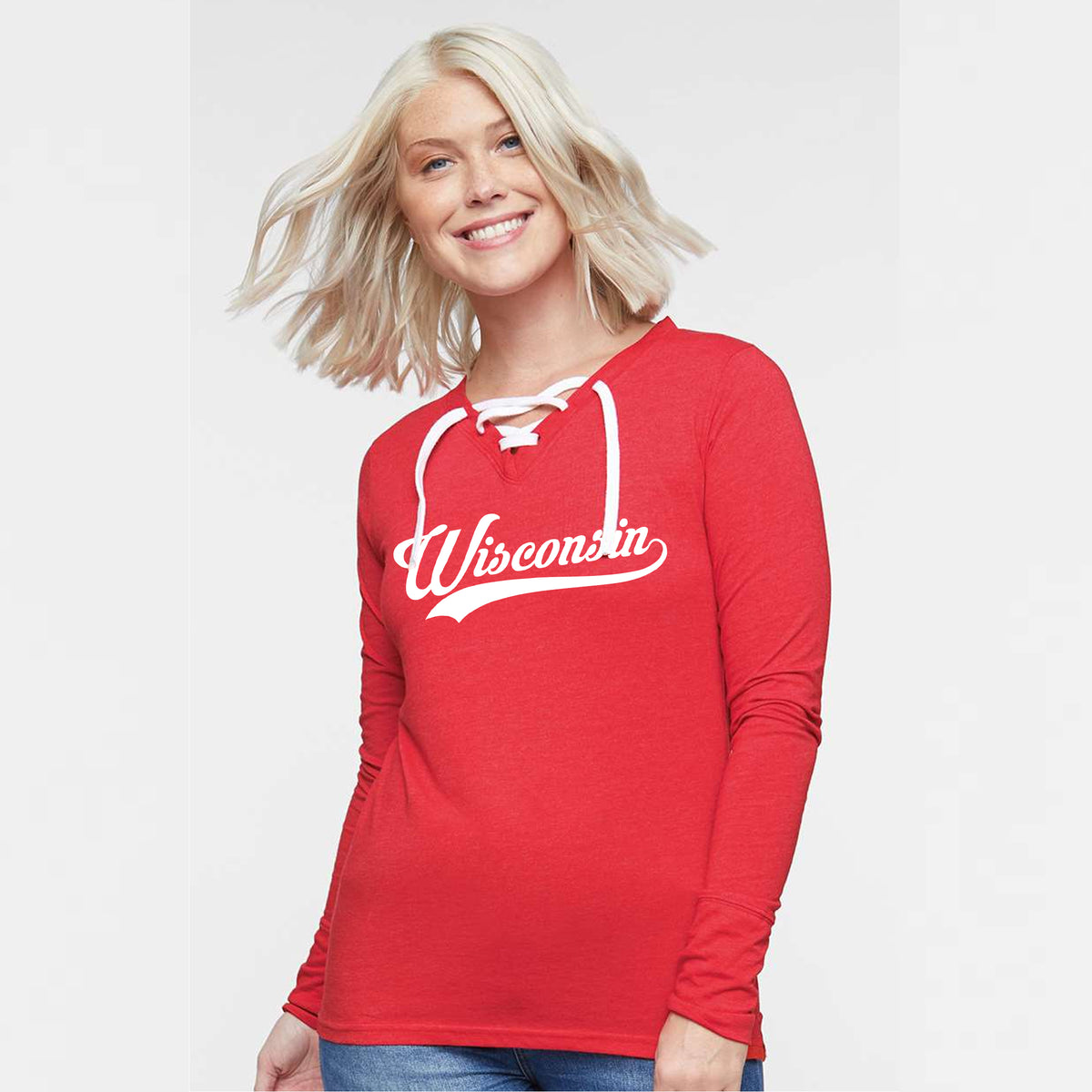 Wisconsin Ladies Long Sleeve Laced — WI-Wear