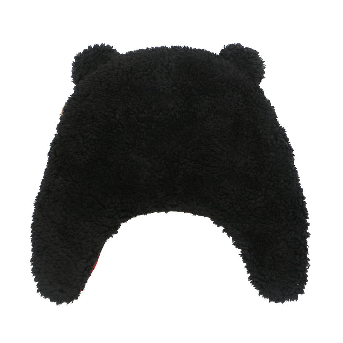 Black Bear/Aviator Reversible Kids Sherpa Hat