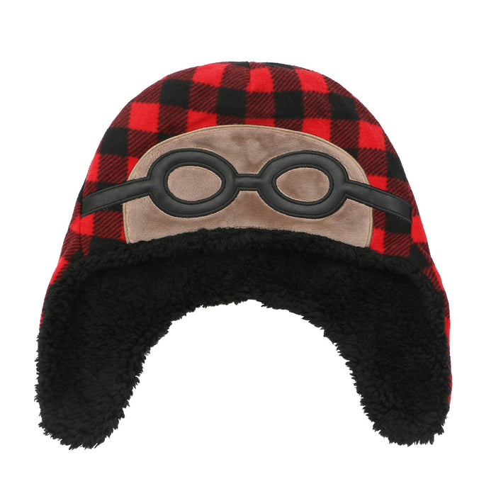 Black Bear/Aviator Reversible Kids Sherpa Hat