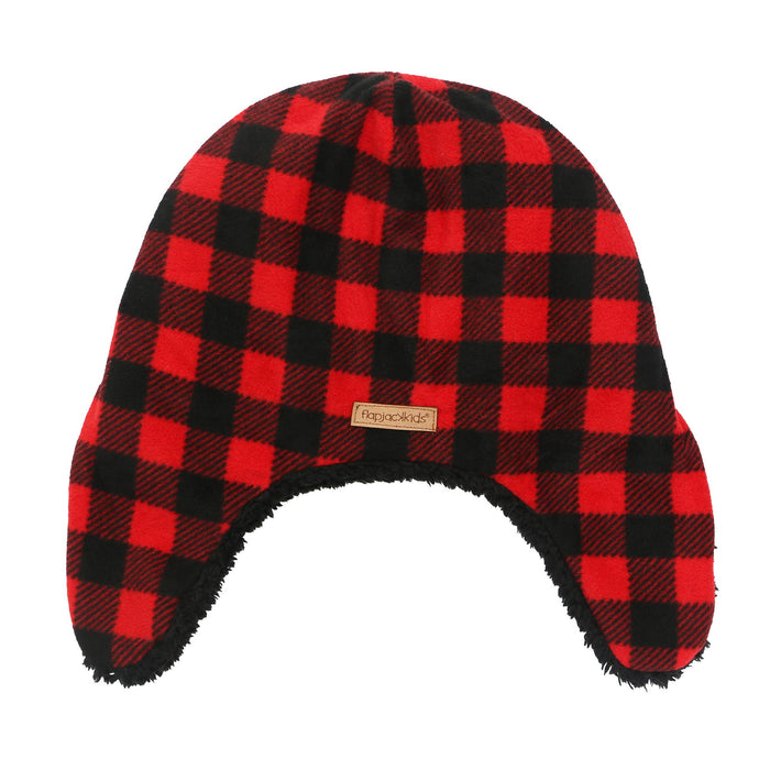 Black Bear/Aviator Reversible Kids Sherpa Hat