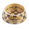 Chewy Vuiton Dog Bowl Checker Pattern