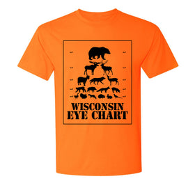Wisconsin Eye Chart Blaze Orange Game Hunting Shirt Men's