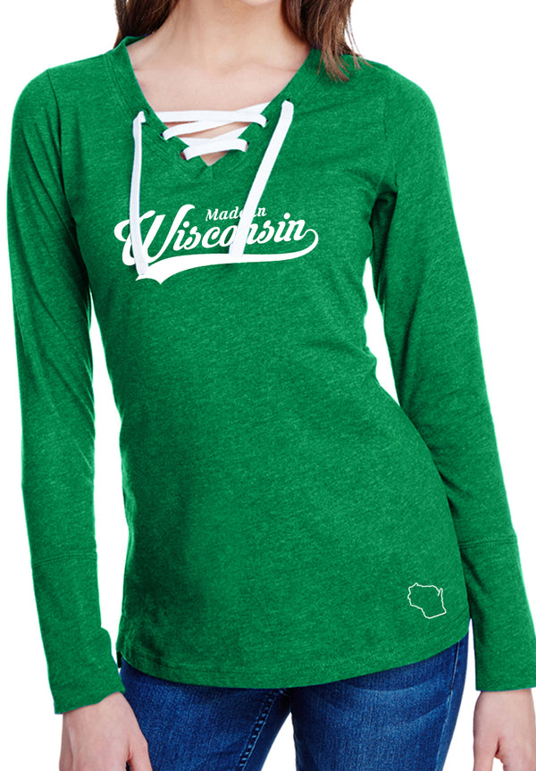 Made in Wisconsin Ladies Long Sleeve Laced