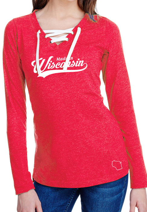 Made in Wisconsin Ladies Long Sleeve Laced