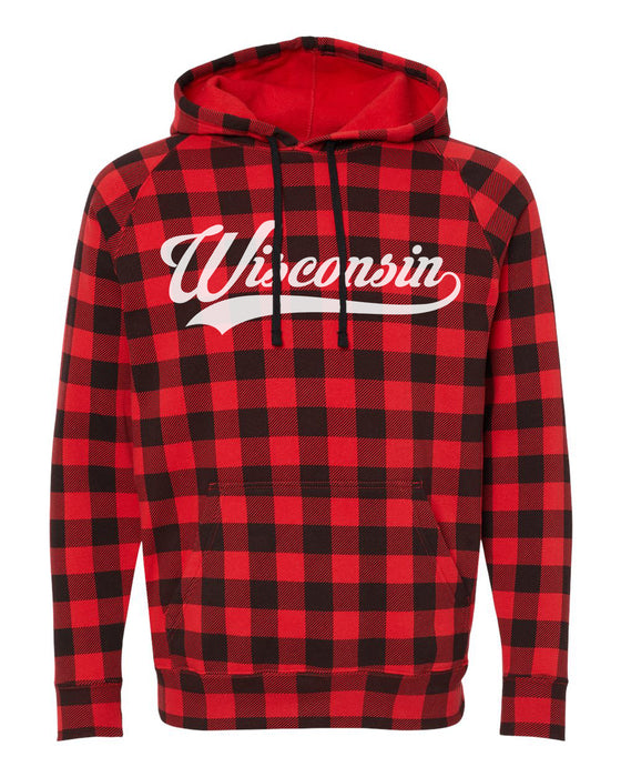 Wisconsin Unisex Red Plaid Hoodie